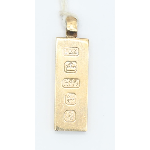 61 - 9ct gold ingot hallmarked Birmingham. 1.90g.