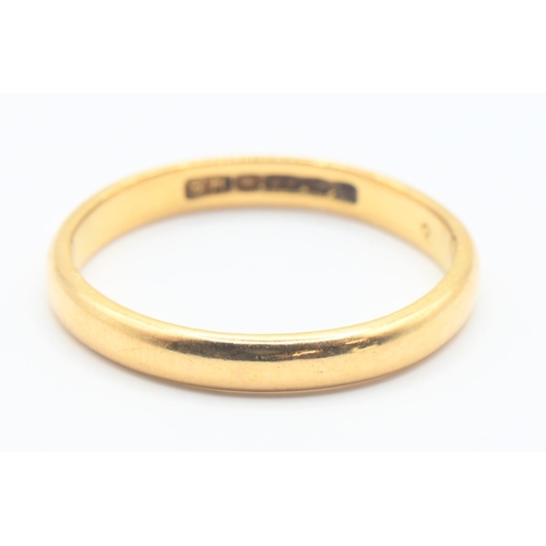 65 - 22ct gold band ring, size J1/2, 2.16 grams