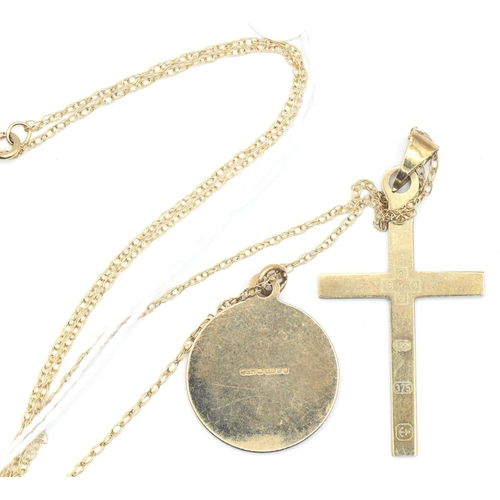 79 - 9ct gold cross and St. Christopher pendant on chain, gross weight 5.3 grams