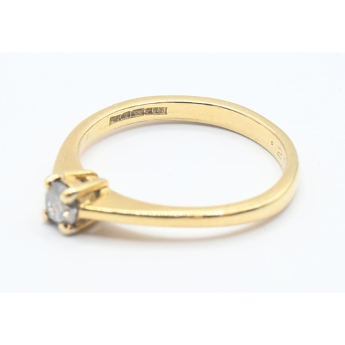 93 - 18ct gold and diamond solitaire ring. Marked .20 carat. gross weight 2.41g Size L/M.