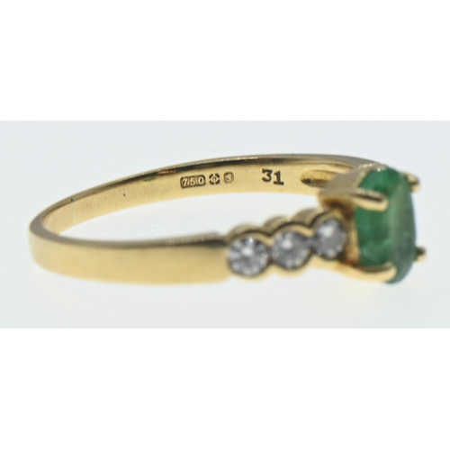 94 - 9ct gold, emerald and diamond ring, size L1/2, gross weight 2.06 grams