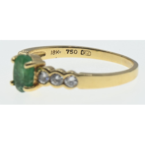 94 - 9ct gold, emerald and diamond ring, size L1/2, gross weight 2.06 grams