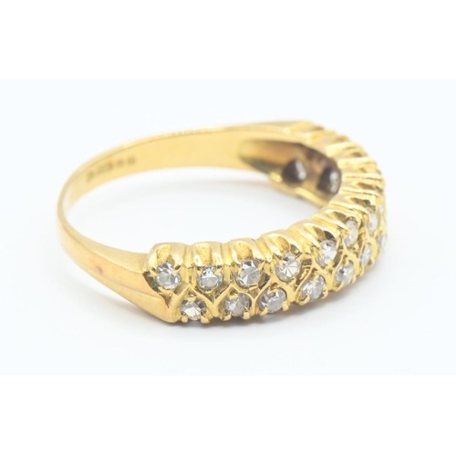 113 - 18ct gold and diamond half eternity ring, size L, gross weight 2.8g