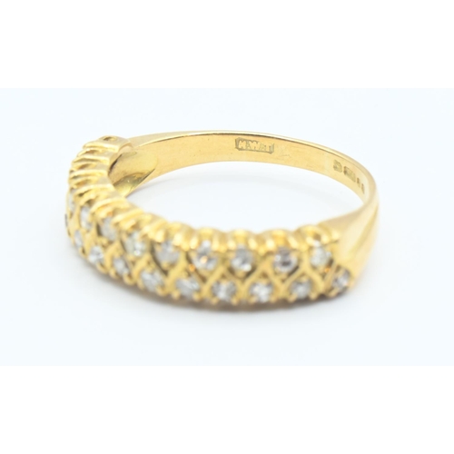 113 - 18ct gold and diamond half eternity ring, size L, gross weight 2.8g