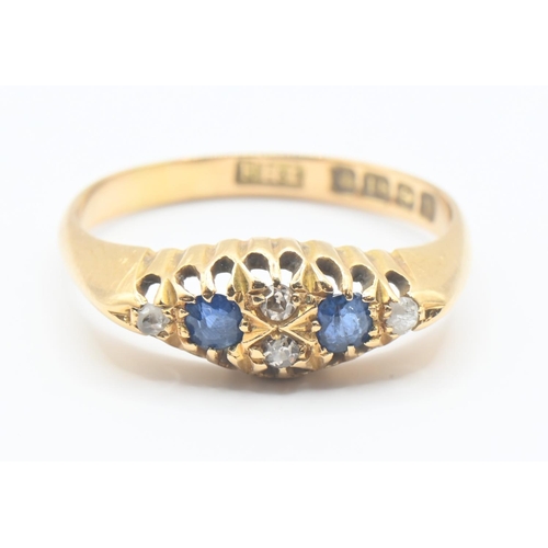 118 - 18ct gold ring set with diamonds and sapphires. Hallmarked for Birmingham 1919. Size N, gross weight... 