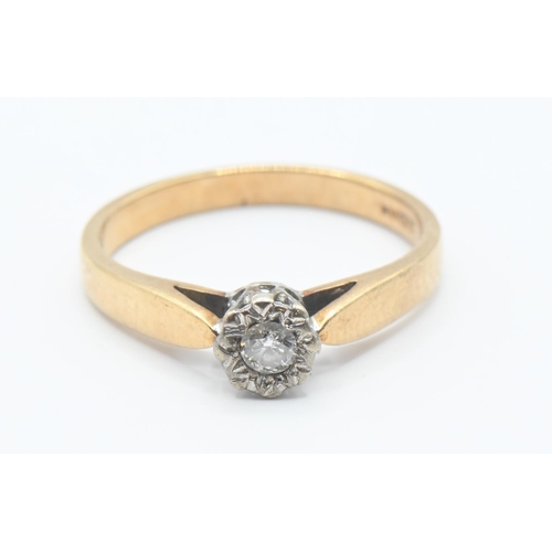 126 - 9ct gold and diamond solitaire ring, size M, gross weight 2.2g