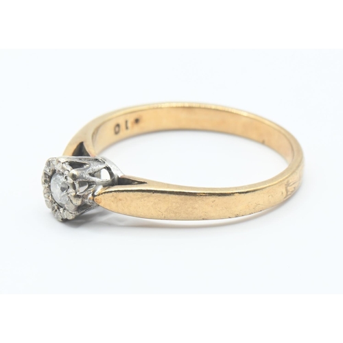 126 - 9ct gold and diamond solitaire ring, size M, gross weight 2.2g