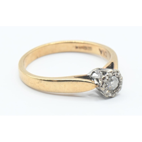 126 - 9ct gold and diamond solitaire ring, size M, gross weight 2.2g