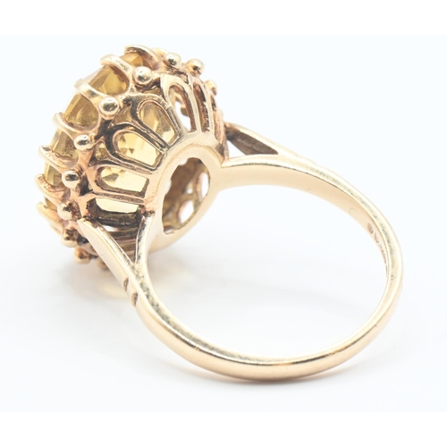 166 - 9ct gold ring set with a large oval cut citrine (diameter approx. 16mm x 12mm). Size M. Gross weight... 