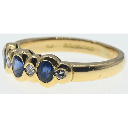 180 - 18ct gold, sapphire and diamond ring, size M, gross weight 4 grams