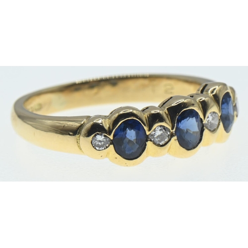 180 - 18ct gold, sapphire and diamond ring, size M, gross weight 4 grams