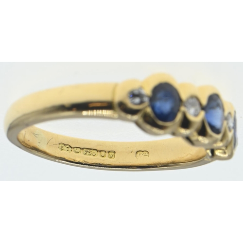 180 - 18ct gold, sapphire and diamond ring, size M, gross weight 4 grams