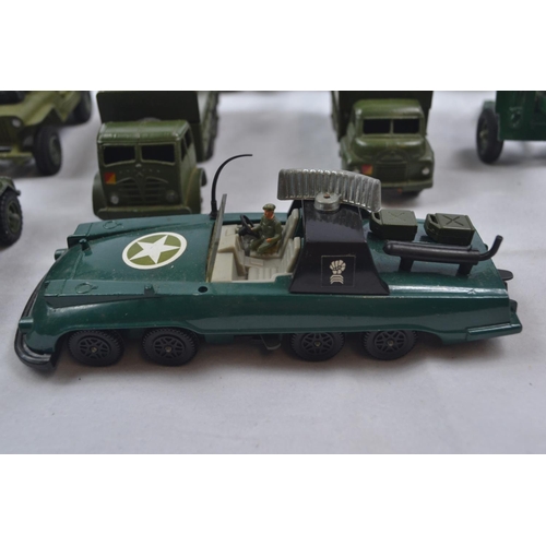 372 - Collection of military toy vehicles Inc. Corgi & Dinky Tanks, planes, guns + other vehicles