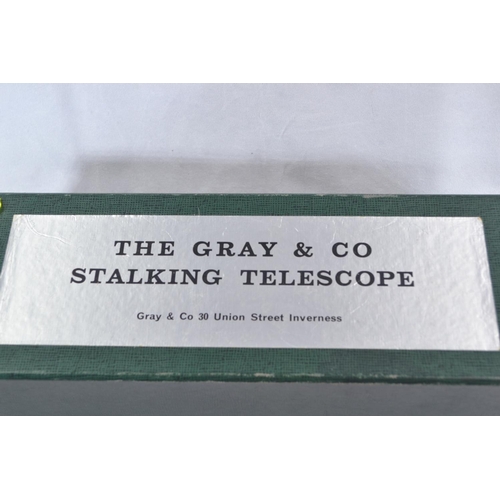 481 - Gray & Co Inverness 3-draw lightweight stalking telescope, no. 1374, with leather carry case, or... 