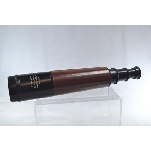 481 - Gray & Co Inverness 3-draw lightweight stalking telescope, no. 1374, with leather carry case, or... 