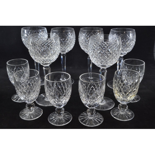 435 - Waterford crystal glasses; six wine glasses and six sherry