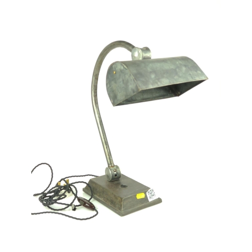 456 - Vintage style Bankers lamp with adjustable head and arm in stylish satin finish, H41cm