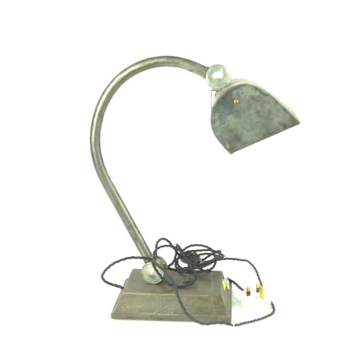 456 - Vintage style Bankers lamp with adjustable head and arm in stylish satin finish, H41cm