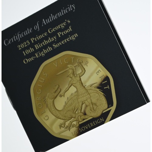 13 - Hatton's of London 2023 Charles III Prince George's 10th Birthday Proof One-Eighth Sovereign, with c... 