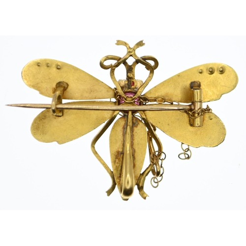 156 - Yellow metal bee brooch, Gross weight 3.7g. Testing positive for 9ct.