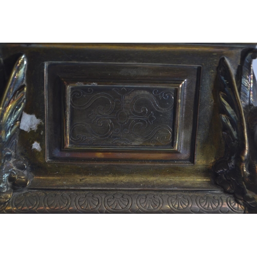 463 - Elkington & Co. ornate plated casket with classical style relief. 29cm wide x 12cm deep x 9cm hi... 