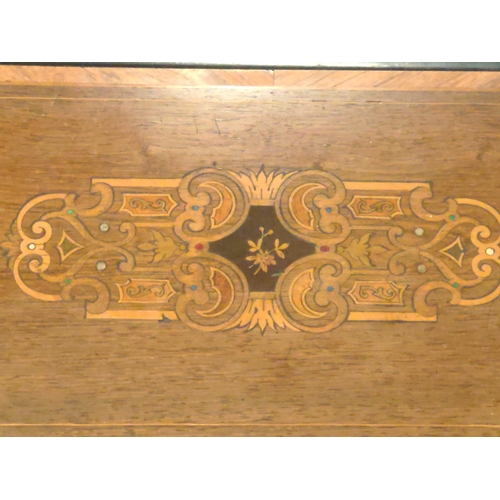 491 - Swiss music box Etouffoirs En Acier Soit A Spiraux, with inlay details to top and sides L71cm x 27cm... 