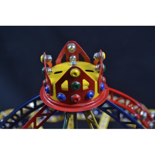 501 - Meccano Fairground Carousel detailed working model, operated by hand crank base W65 x D47 x H50cm (a... 