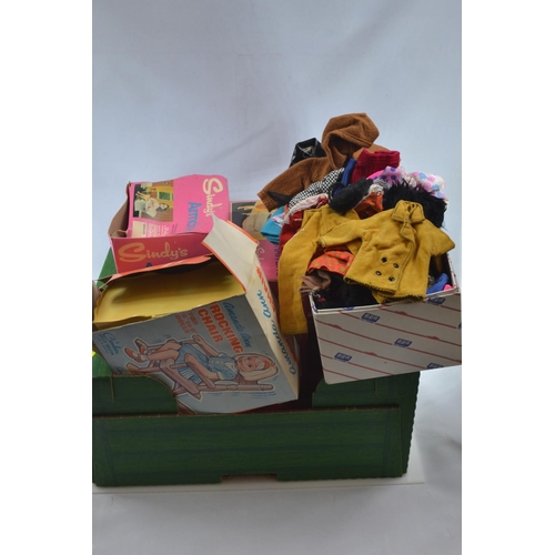 506 - Five boxed Sindy Pedigree furniture sets together with a large quantity of vintage doll clothes (mos... 