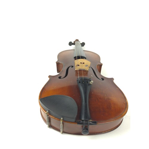 499 - Violin with case and bow, in need of restoration, length 58cm