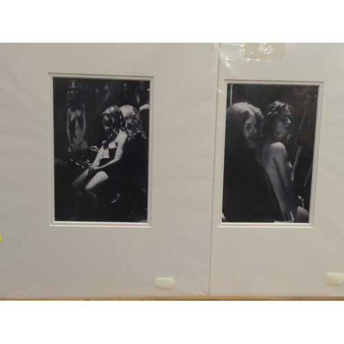 428 - Three mounted photographs featuring Robert Lenkiewicz with his muse/model. Dimensions 43 x 37.5 cm