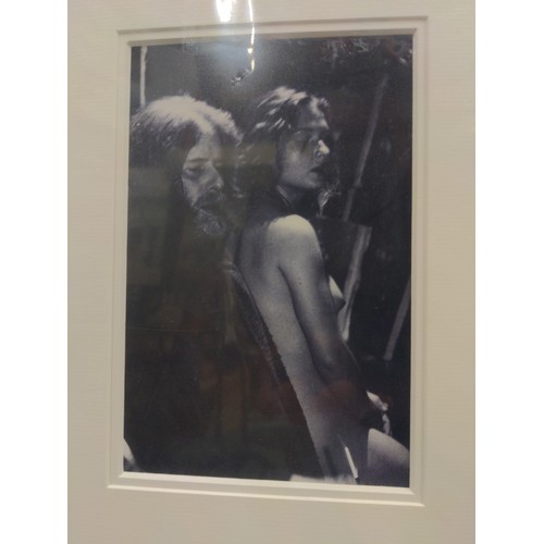 428 - Three mounted photographs featuring Robert Lenkiewicz with his muse/model. Dimensions 43 x 37.5 cm