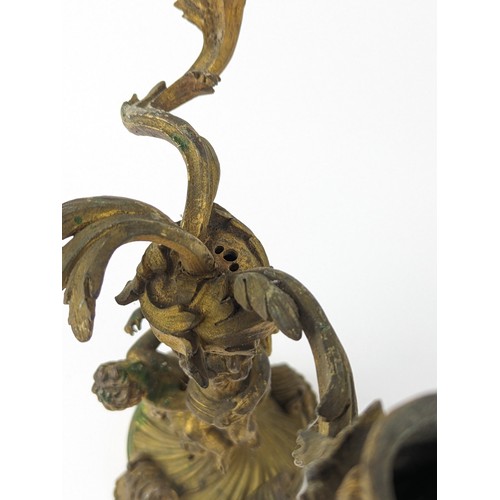 445 - Pair of gilt metal figural candelabra, height 38cm approx