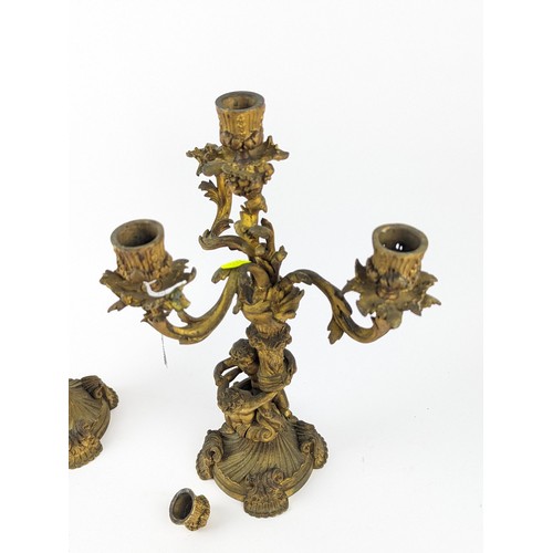 445 - Pair of gilt metal figural candelabra, height 38cm approx