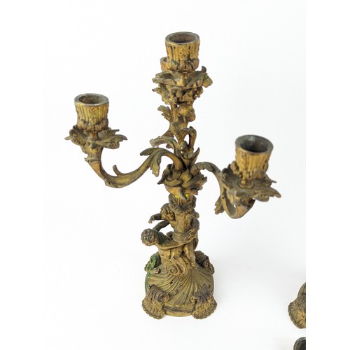 445 - Pair of gilt metal figural candelabra, height 38cm approx