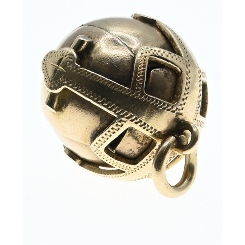 66A - 9ct gold and silver masonic ball / orb pendant / fob, opening to reveal a cross with masonic symbols... 