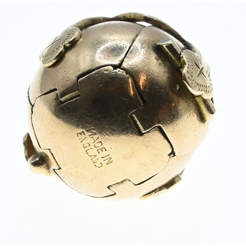 66A - 9ct gold and silver masonic ball / orb pendant / fob, opening to reveal a cross with masonic symbols... 