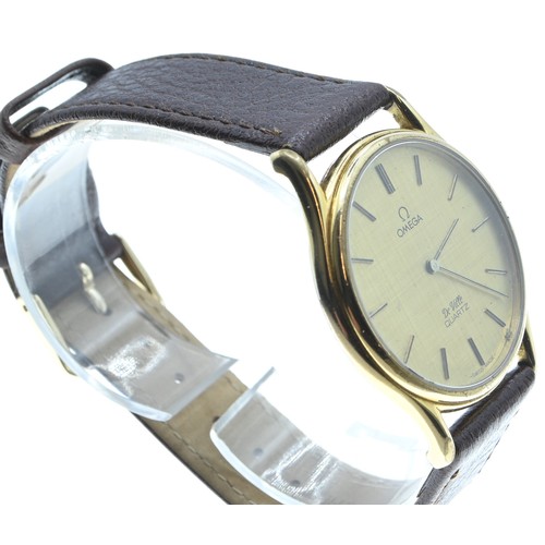 33A - Omega De Ville quartz watch, case back numbered 196 052, case diameter 34mm, with later leather stra... 