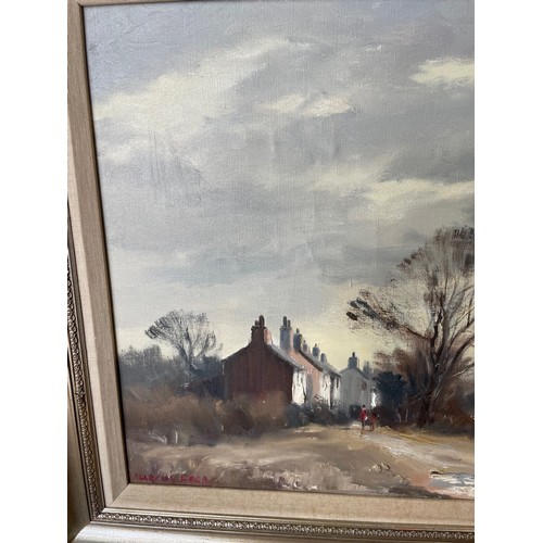 422A - Marcus Ford (1915 -1989) oil on canvas of a winter landscape 'View of Bungay'. Signed lower left. W9... 