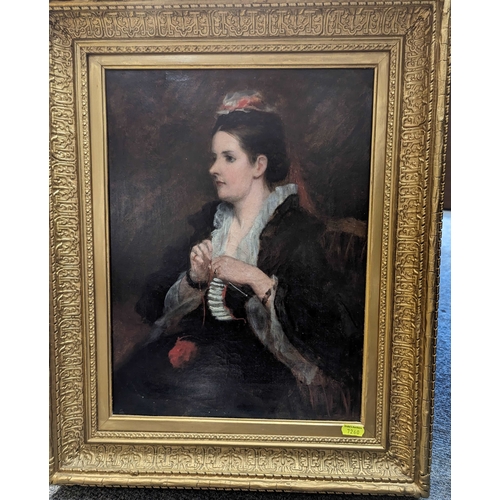 420A - C19 English school, oil on canvas portrait of Catherine Marianna George (Benyon) No visible signatur... 