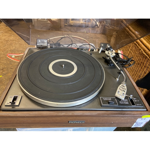 64 - Pioneer stereo turntable PL-120 dual speed belt drive turntable.