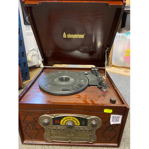 70 - Steepletone record player, compact disc and radio in traditional style wooden case. new without powe... 