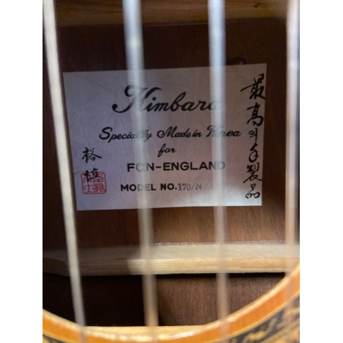 80 - Kimbara classical style acoustic guitar, model 170/N  with nylon and metal strings.  made in Korea f... 