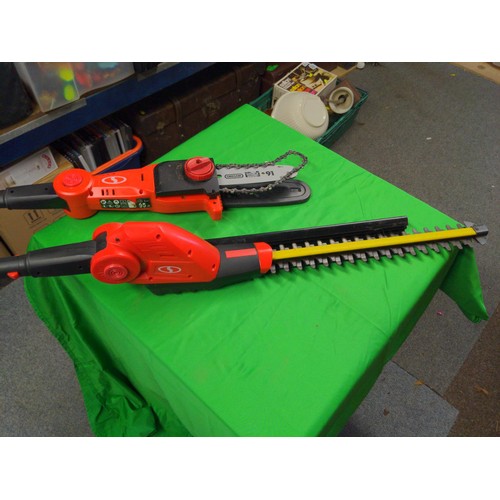 135 - Sunjoe garden multi tool, hedge cutter, chainsaw and strimmer recharging