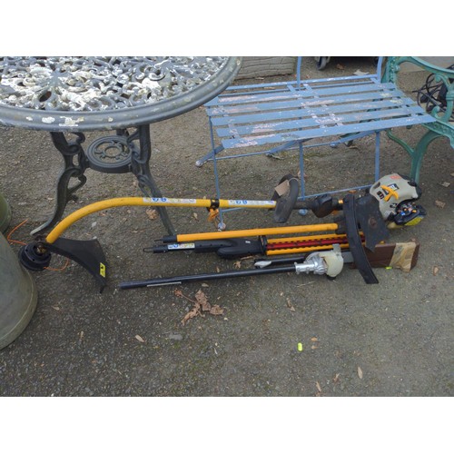 366 - Ryobi garden multi tool PLT 3043YE 30 cc, hedge cutting, strimmer, bush cutter and chain saw.