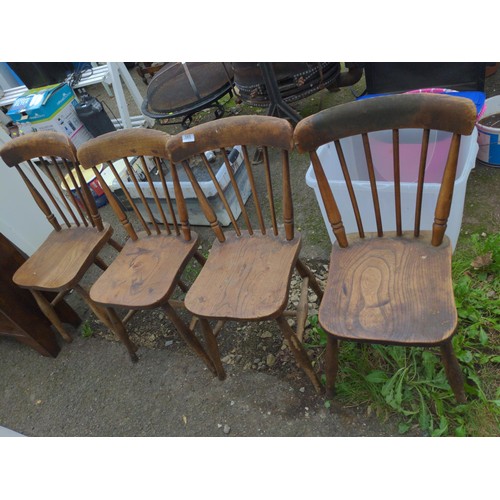 383 - Four elm, kitchen chairs.