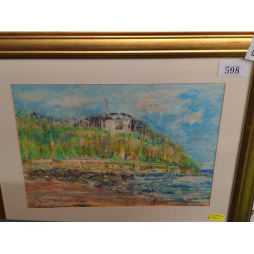 598 - Anthony Bartlett, oil pastel on canvas signed lower left and titled 'Castle Beach Spring 2007' verso... 