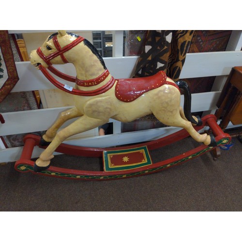 709 - Painted hand made rocking horse 140 x 106 cm with Blaze and Imogen.