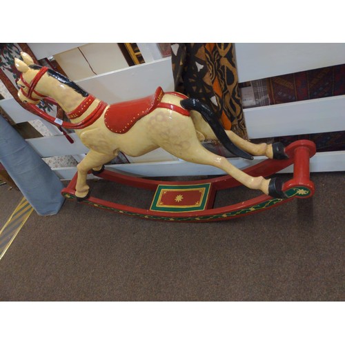 709 - Painted hand made rocking horse 140 x 106 cm with Blaze and Imogen.