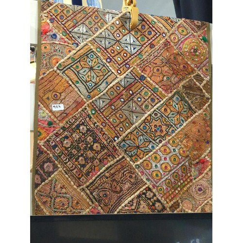 924 - Indian jewelled wall rug with lots of mirrors and sparkly detail . L134 W64 cm