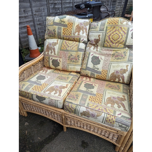 152 - Bamboo conservatory set with small glass topped table